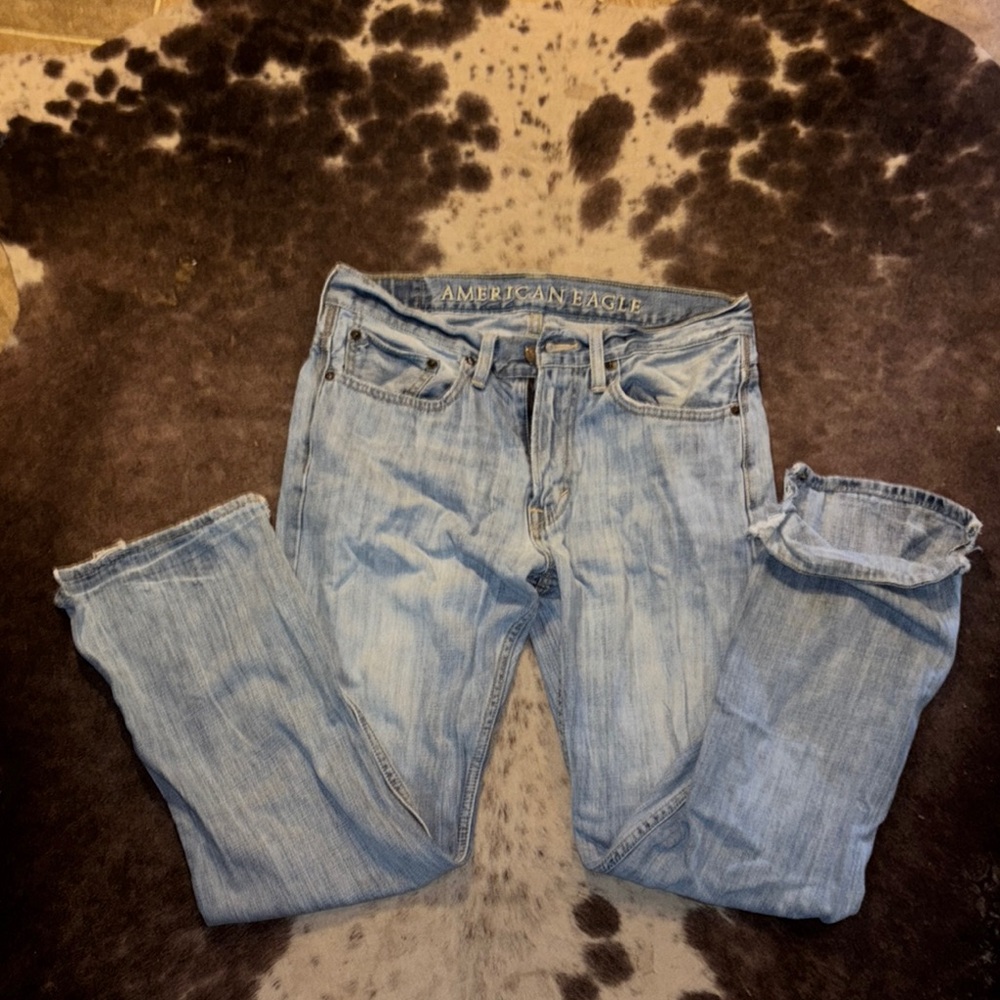 American Eagle Outfitters Blue Boyfriend Jeans with Vintage Distressing